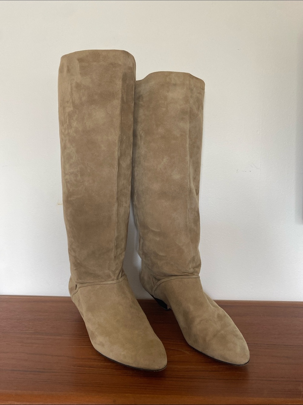 Vintage Walter Steiger Suede Knee-High Boots in taupe/light br size 40 9-9.5